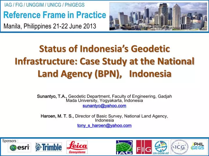 status of indonesia s geodetic infrastructure case study at the national land agency bpn indonesia
