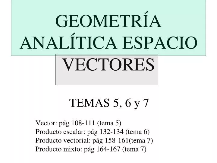 geometr a anal tica espacio vectores