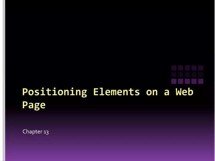 positioning elements on a web page