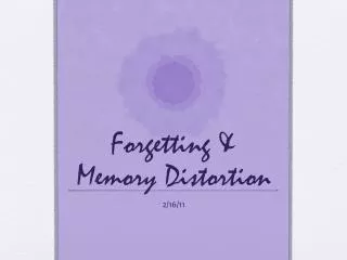 Forgetting &amp; Memory Distortion