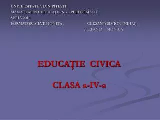 educa ie civica clasa a iv a
