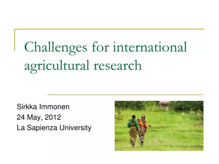 challenges for international agricultural research