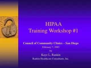 HIPAA Training Workshop #1