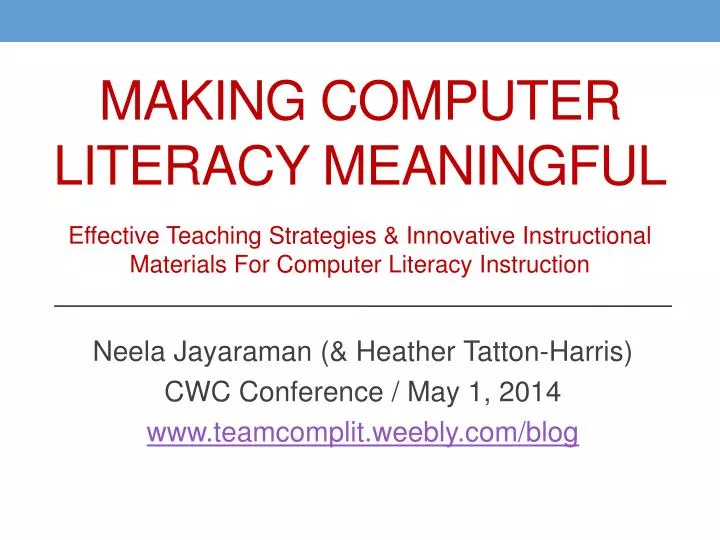 making computer literacy meaningful