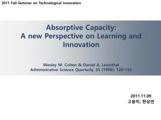 Absorptive Capacity: A new Perspective on Learning and Innovation