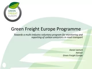 Green Freight Europe Programme