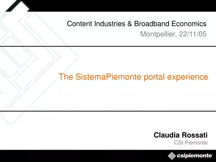 content industries broadband economics montpellier 22 11 05