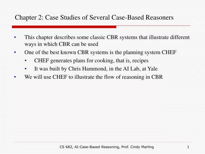 chapter 2 case studies of several case based reasoners