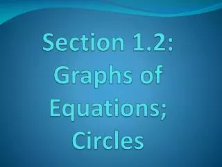 Section 1.2: Graphs of Equations; Circles