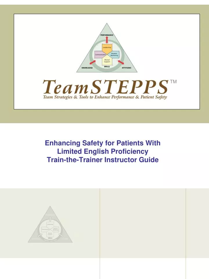 enhancing safety for patients with limited english proficiency train the trainer instructor guide
