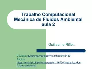 Trabalho Computacional Mecânica de Fluidos Ambiental aula 2