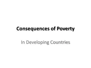 Consequences of Poverty