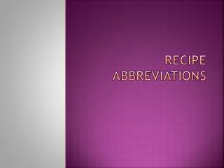 Recipe Abbreviations