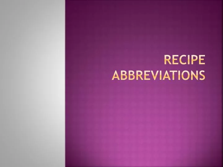 recipe abbreviations