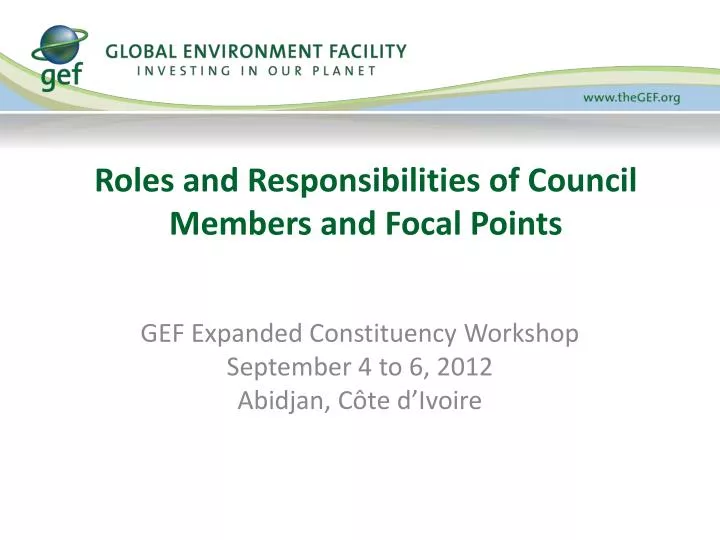 roles and responsibilities of council members and focal points