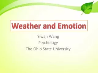 Yiwan Wang Psychology The Ohio State University