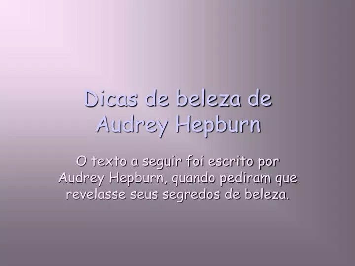 dicas de beleza de audrey hepburn