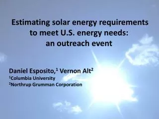 Estimating solar energy requirements to meet U.S. energy needs: an outreach event