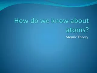 How do we know about atoms?