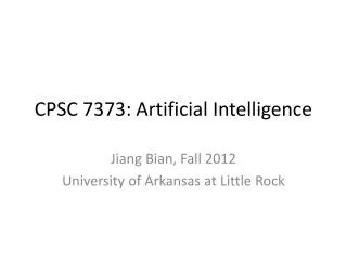 CPSC 7373: Artificial Intelligence