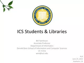 ICS Students &amp; Libraries