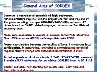 General Aims of CORDEX