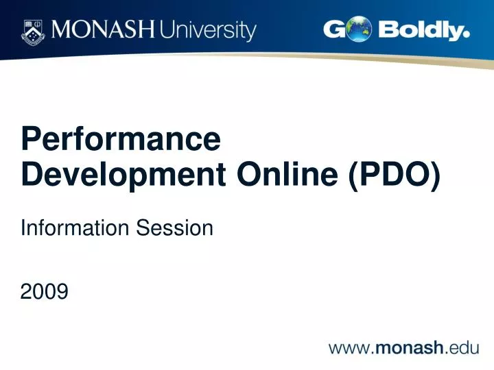 performance development online pdo information session 2009