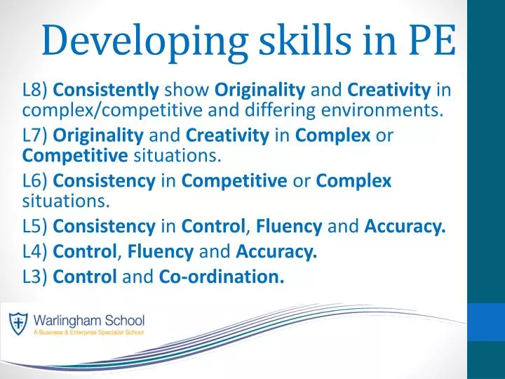 developing skills in pe