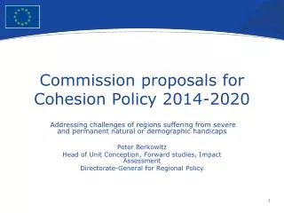 Commission proposals for Cohesion Policy 2014-2020