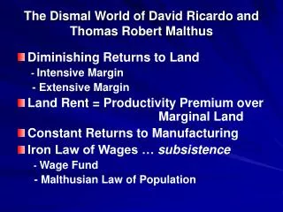 the dismal world of david ricardo and thomas robert malthus