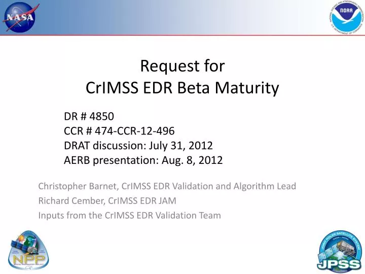 request for crimss edr beta maturity