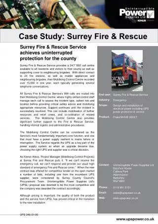 Surrey Fire &amp; Rescue Service achieves uninterrupted protection for the county