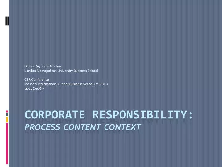 corporate responsibility process content context
