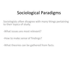 Sociological Paradigms