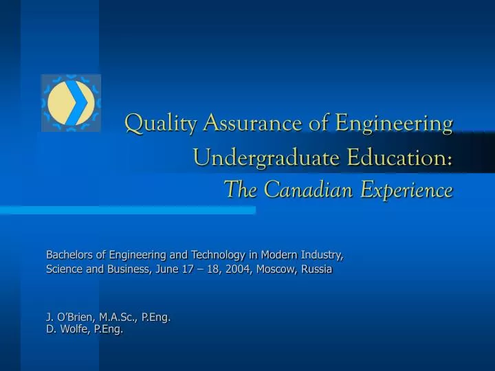 quality assurance of engineering undergraduate education the canadian experience