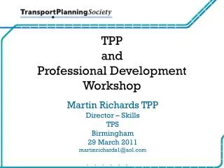 TPP and Professional Development Workshop