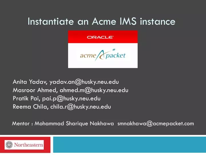 instantiate an acme ims instance