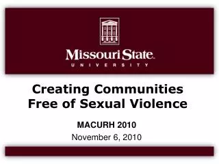 Creating Communities Free of Sexual Violence