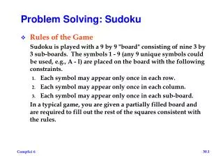Problem Solving: Sudoku
