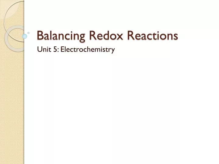 balancing redox reactions
