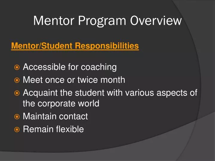 mentor program o verview