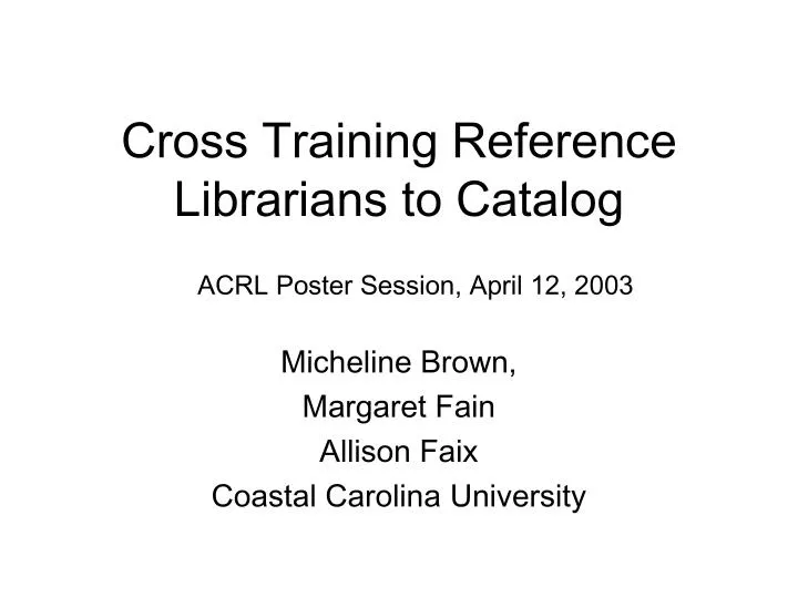 cross training reference librarians to catalog