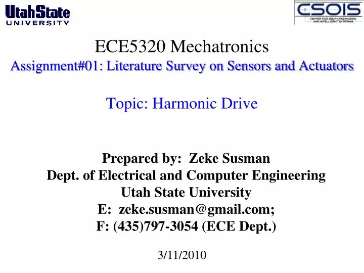 ece5320 mechatronics assignment 01 literature survey on sensors and actuators topic harmonic drive