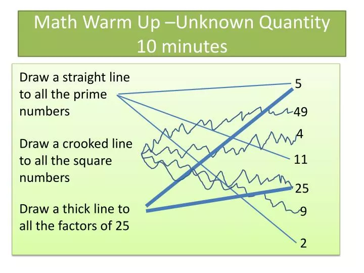 math warm up unknown quantity 10 minutes