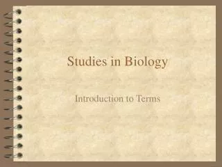studies in biology