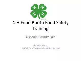4-H Food Booth Food Safety Training