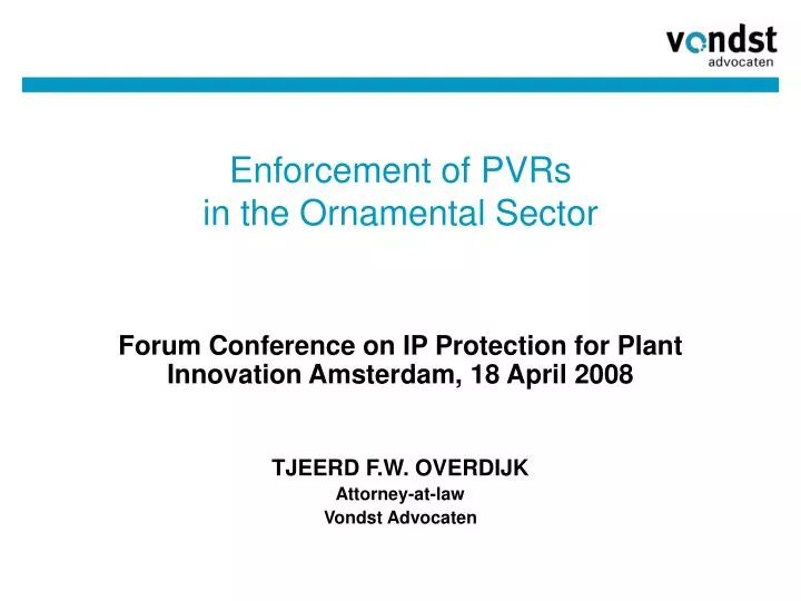 enforcement of pvrs in the ornamental sector