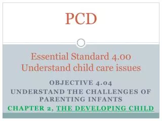 PCD Essential Standard 4.00 Understand child care issues