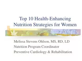 Top 10 Health-Enhancing Nutrition Strategies for Women