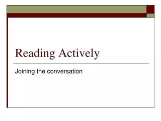 Reading Actively